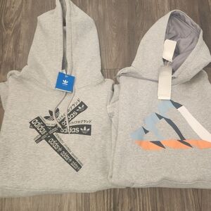 Adidas Gray Hoodies with Logo Designs